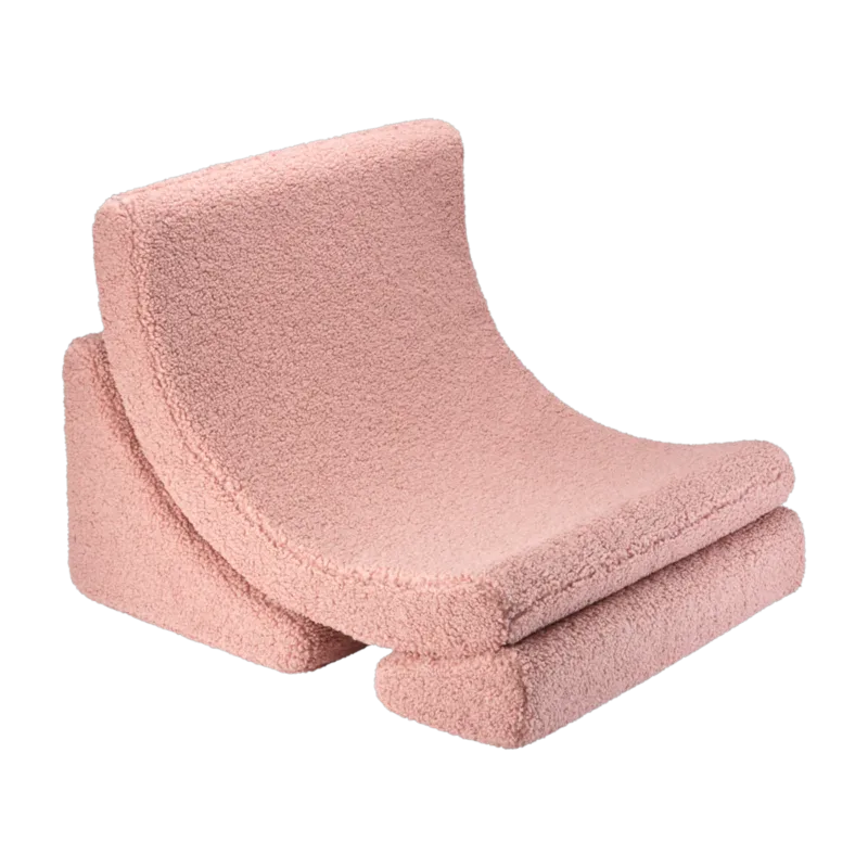 Fauteuil arrondit en sherpa bouclé rose 80x65x55 Moon chair - Wigiwama