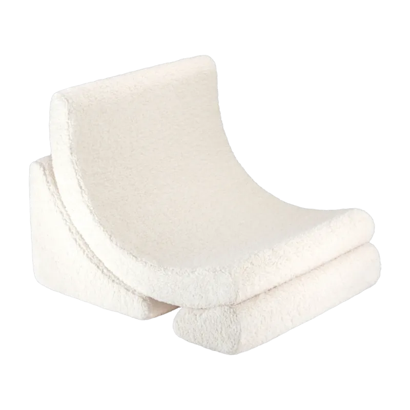 Fauteuil arrondit en sherpa bouclé blanc 80x65x55 Moon chair - Wigiwama