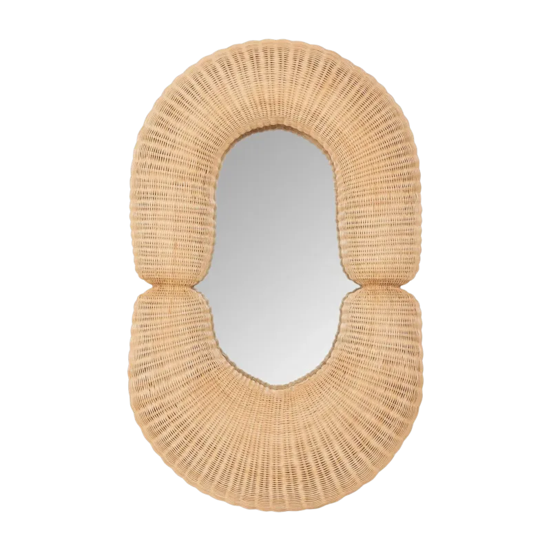 Miroir ovale en rotin avec contreplaqué et verre 75x120cm Loop - Versmissen