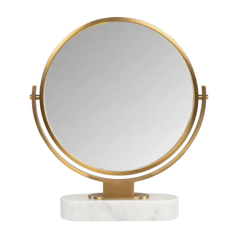 Miroir à poser en acier or brossé et marbre blanc 45x51cm Leila - Versmissen