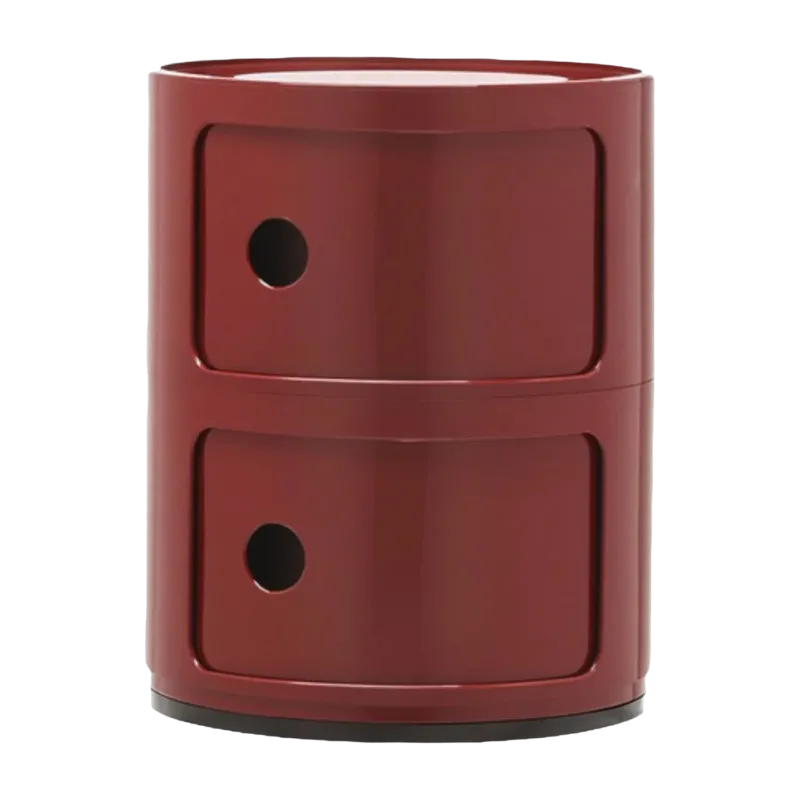 Table de chevet bordeaux 2 tiroirs Componibili - Kartell