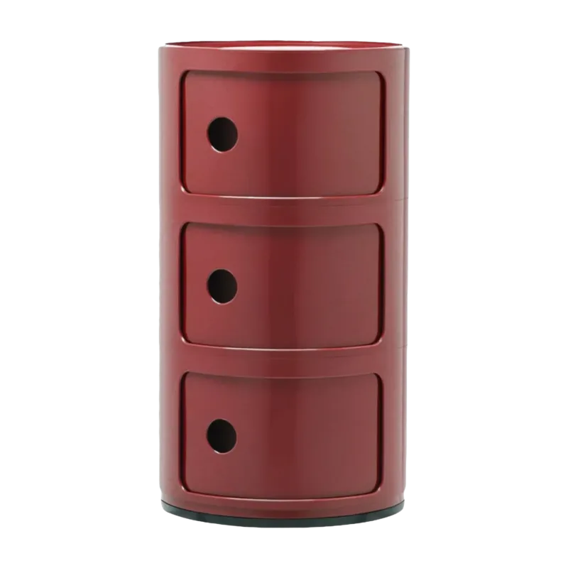 Table de chevet bordeaux 3 tiroirs Componibili - Kartell