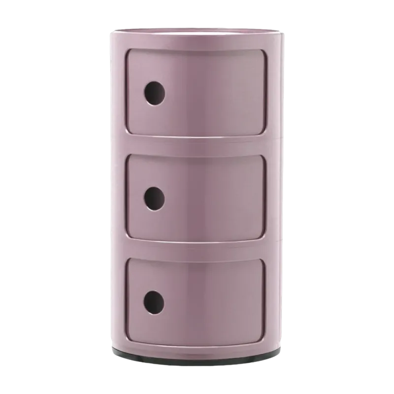 Table de chevet mauve 3 tiroirs Componibili - Kartell