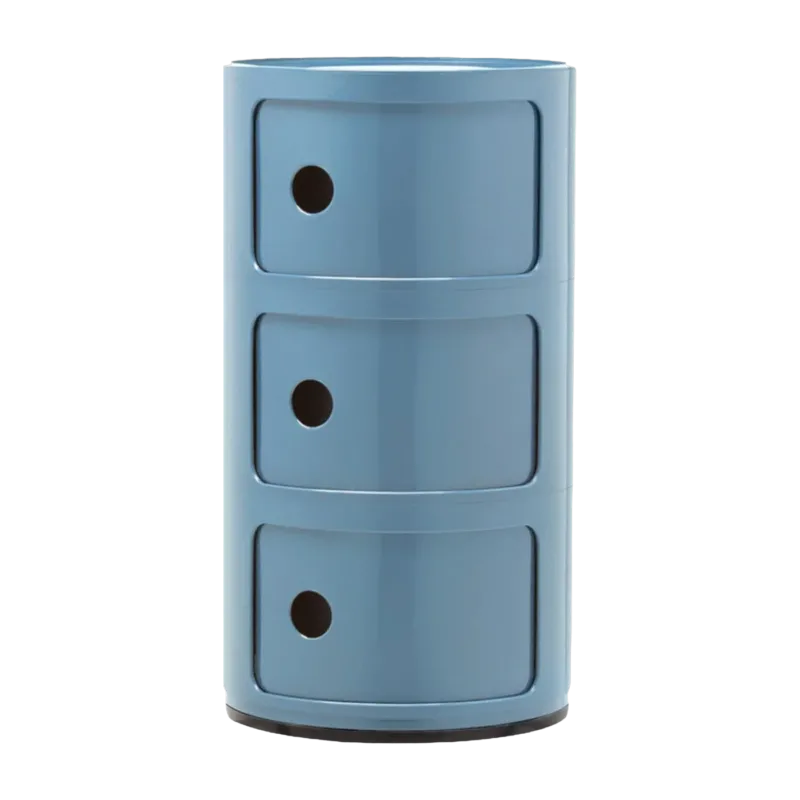 Table de chevet bleu clair azzurro 3 tiroirs Componibili - Kartell