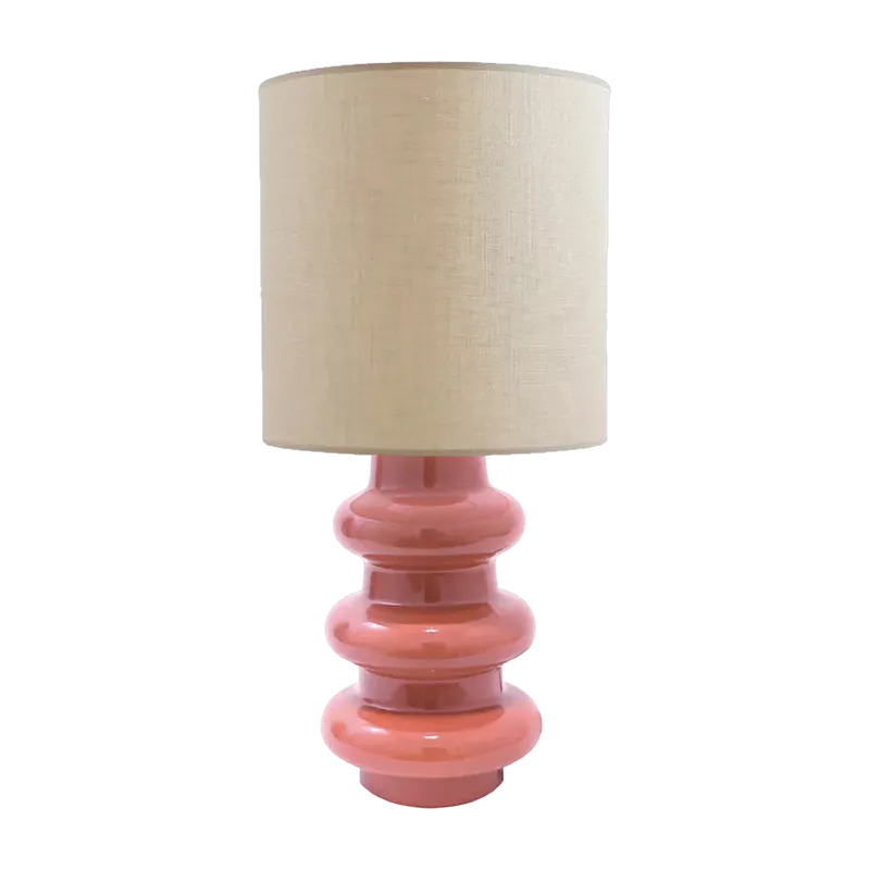 Lampe en céramique rose et abat-jour en chanvre Luzia - The Cool Republic