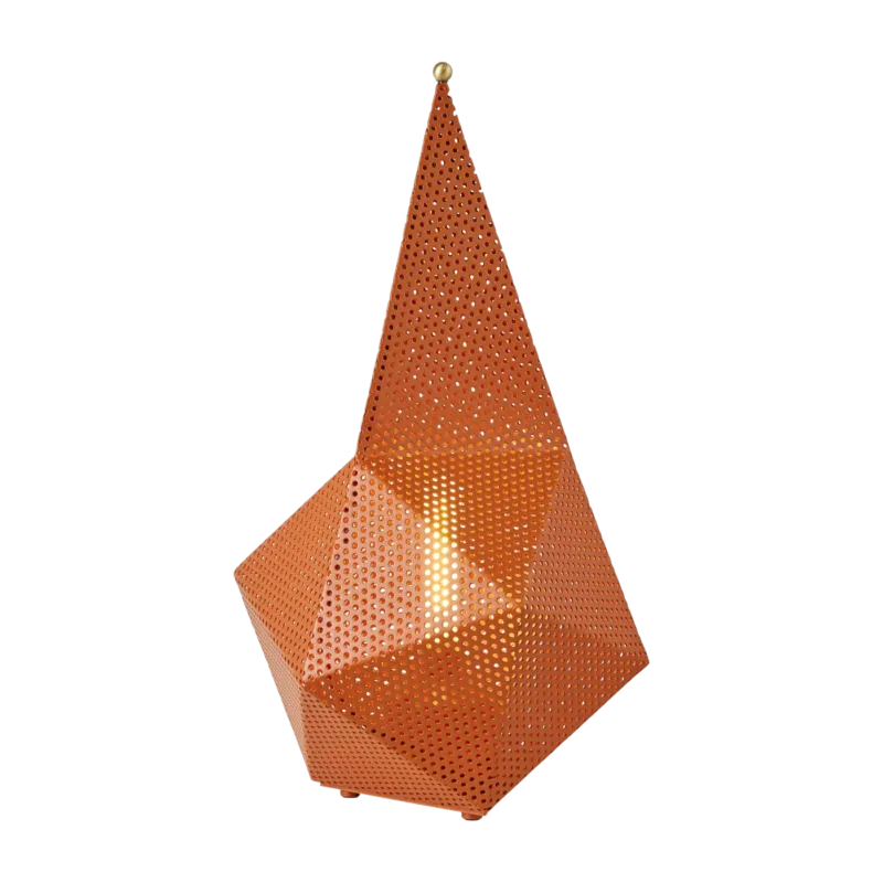Lampe portable en métal perforé orange 18x18x36cm Bagdad - Gubi