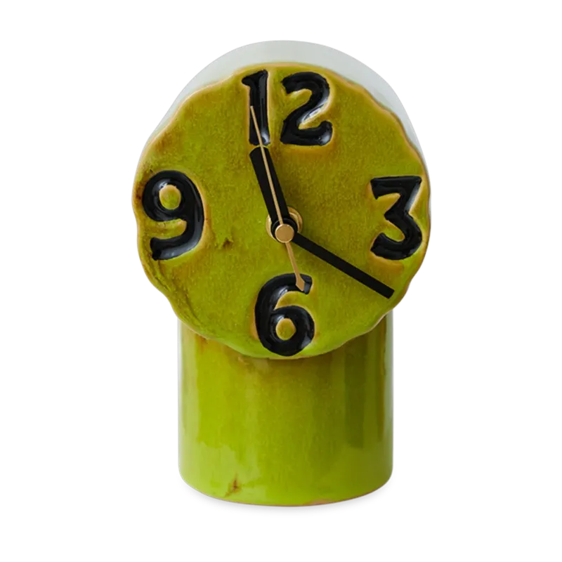 Horloge rétro en céramique olive 17,5cm - HKLIVING