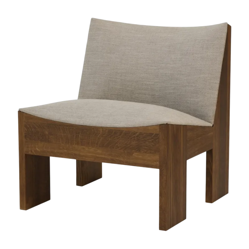 Fauteuil en chêne foncé et textile mousse beige-gris Tenon - New works
