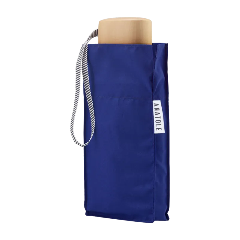Mini parapluie en bois et toile recyclée bleu roi 17,5cm Marguerite - Anatole