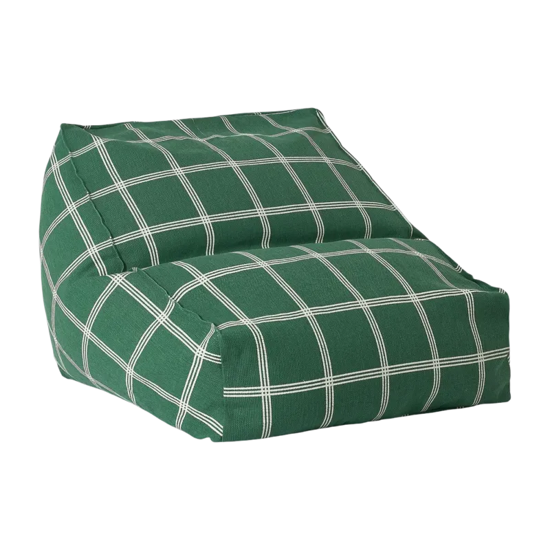 Pouf fauteuil pour enfant en coton bio à carreaux vert et blanc 74x40x60cm Vibes - Nobodinoz