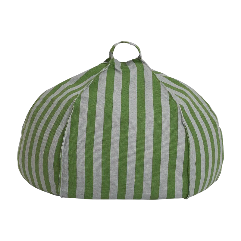 Pouf rond pour enfant en coton bio à rayures vert et bleu 70x70x30cm Vibes - Nobodinoz