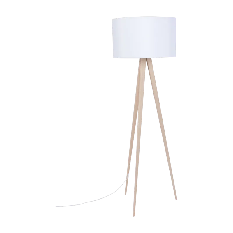 Lampadaire en métal blanc et bois 151cm Tripod - Zuiver
