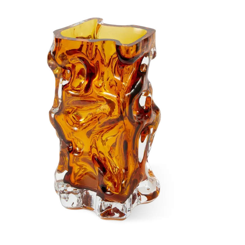Vase en verre recyclé orange 16x15x29cm Ice - Pols Potten