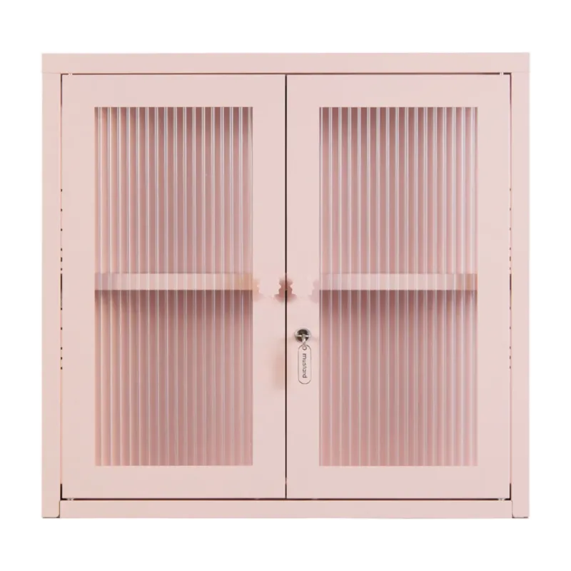 Armoire murale en acier blush et verre cannelé 60x18x57cm The Kit - Mustard Made