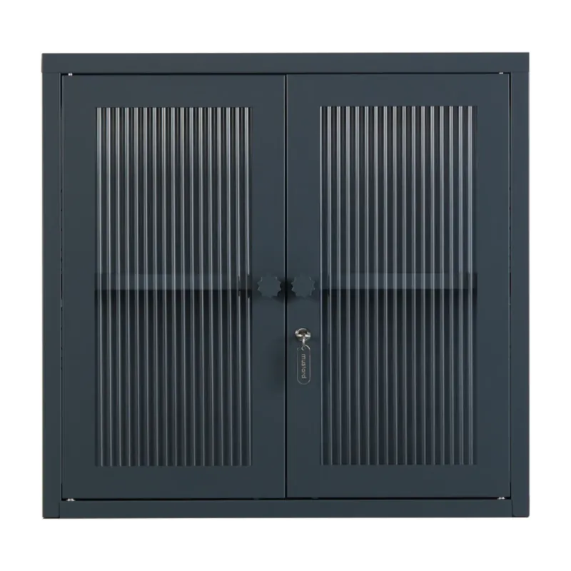 Armoire murale en acier gris ardoise et verre cannelé 60x18x57cm The Kit - Mustard Made