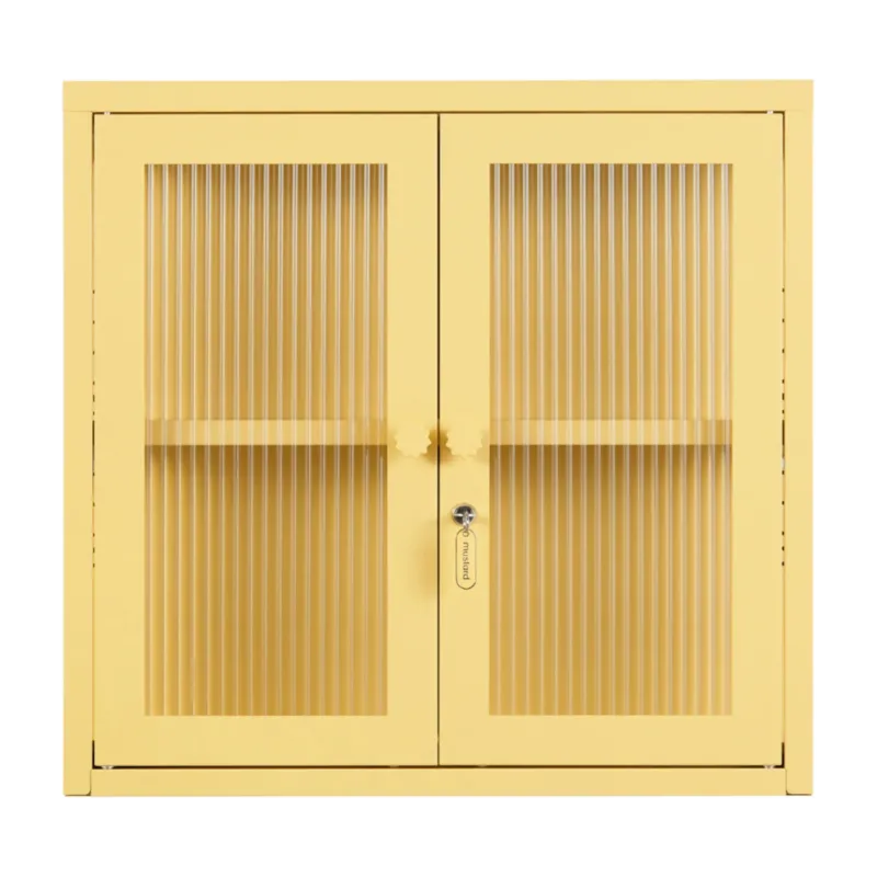 Armoire murale en acier jaune beurre et verre cannelé 60x18x57cm The Kit - Mustard Made