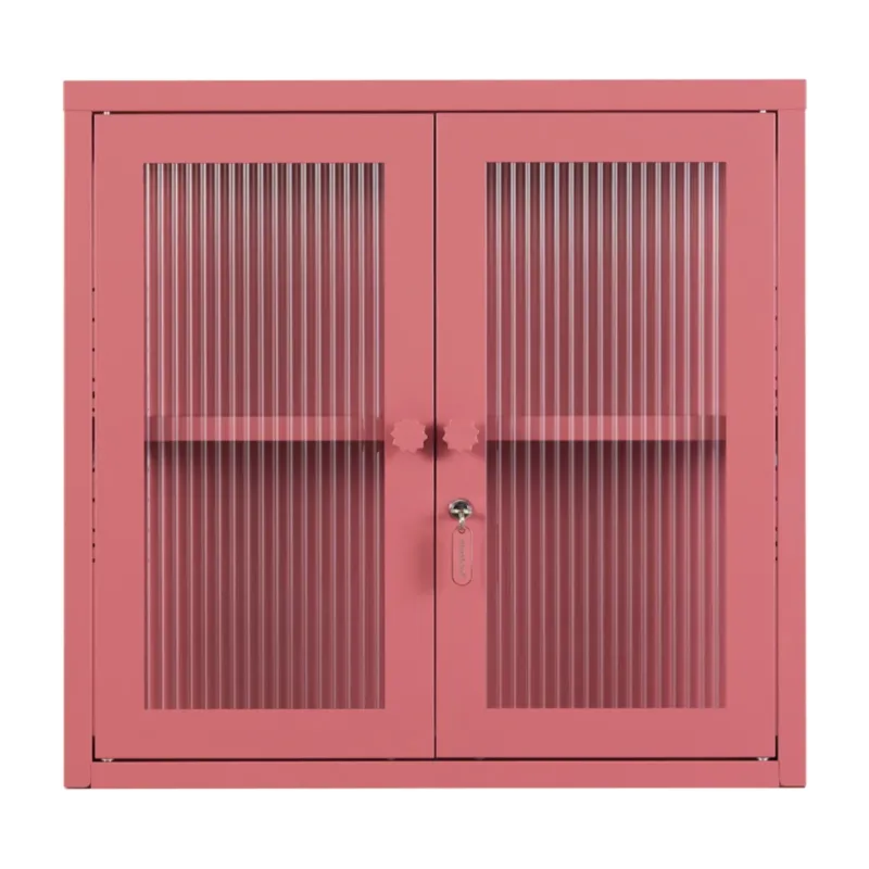 Armoire murale en acier rose baie et verre cannelé 60x18x57cm The Kit - Mustard Made