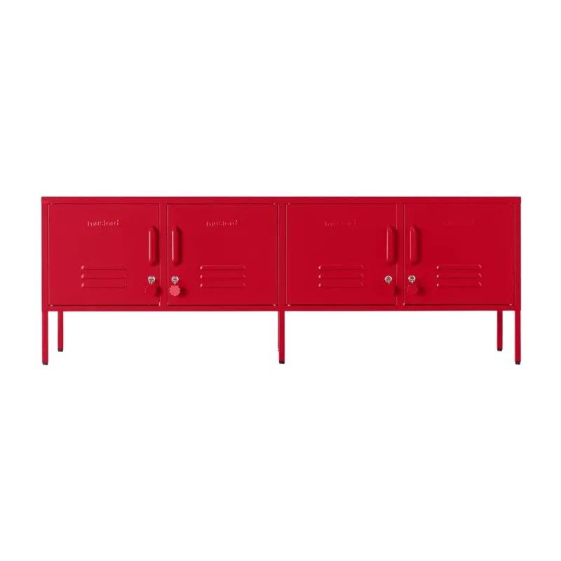 Meuble tv en acier rouge coquelicot 162x40x57cm The Standard - Mustard Made