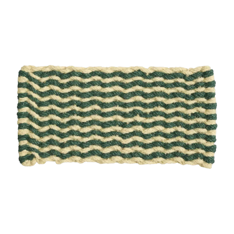 Tapis paillasson en fibre de coco vert foncé et blanc 40x80cm