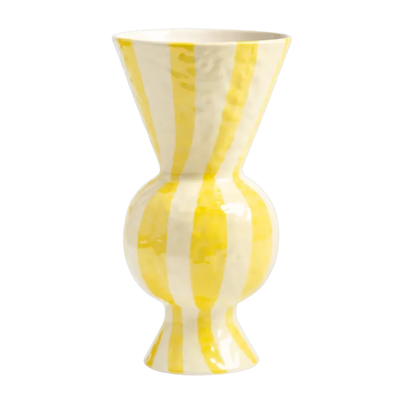 Vase en grès damier jaune 16x29,5cm Rhombic - &Klevering