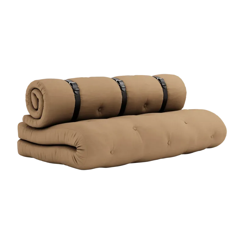Futon canapé convertible en coton mocca 140x95x60cm Buckle-up - Karup Design