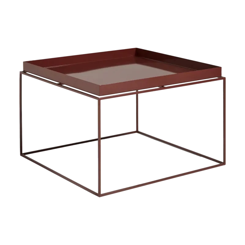 Table basse carrée en métal chocolat 60x60x39cm Tray - HAY