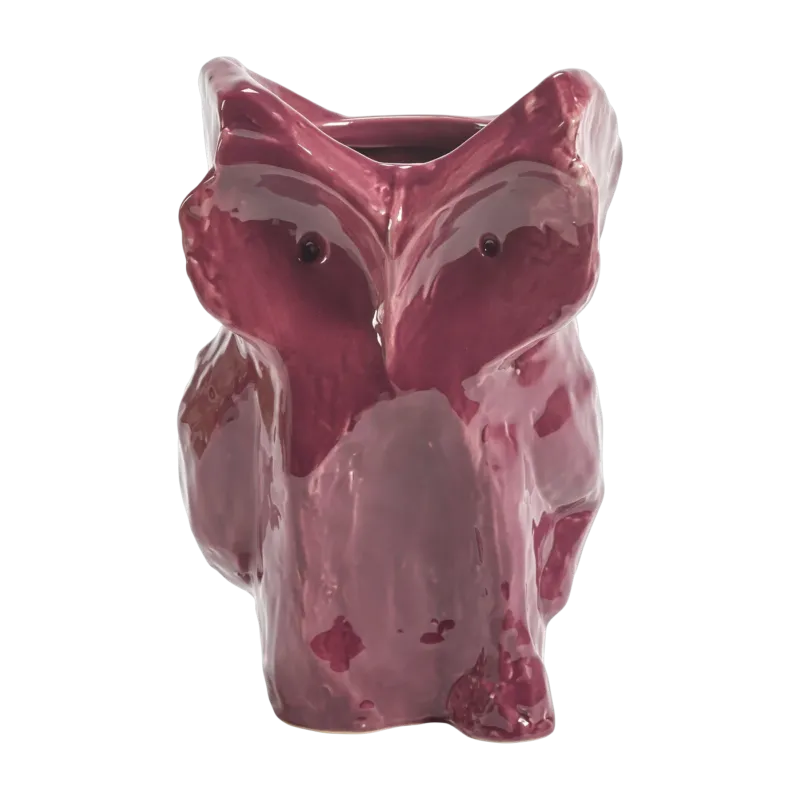 Vase hibou en grès aubergine 23cm Après Minuit - Serax