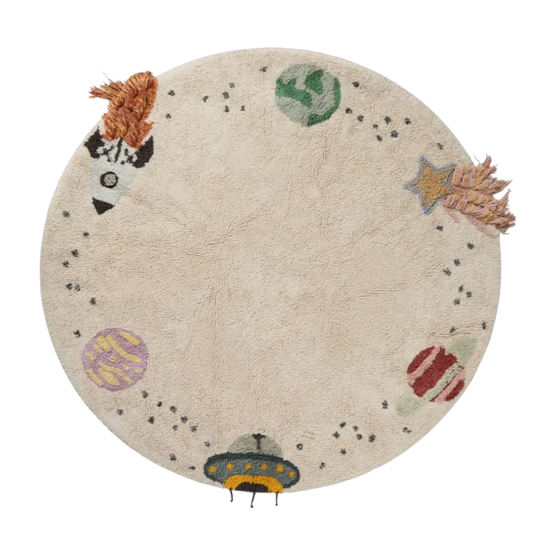 Tapis rond en coton interstellar 140cm I want to be an astronaut - Lorena Canals