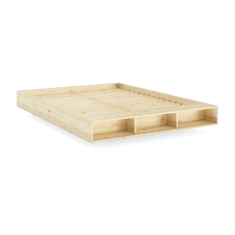 Sommier avec rangement en bois de pin naturel 160x200cm Merge - Karup Design