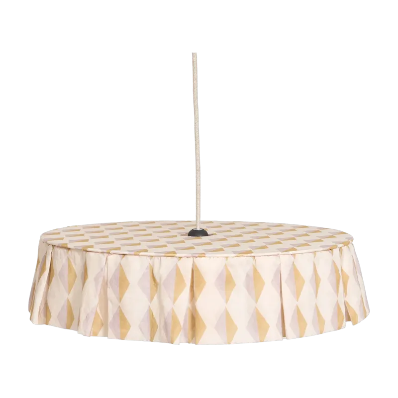 Abat-jour en lin pour suspension arlequin moutarde et lilas 50cm Vibes - Nobodinoz