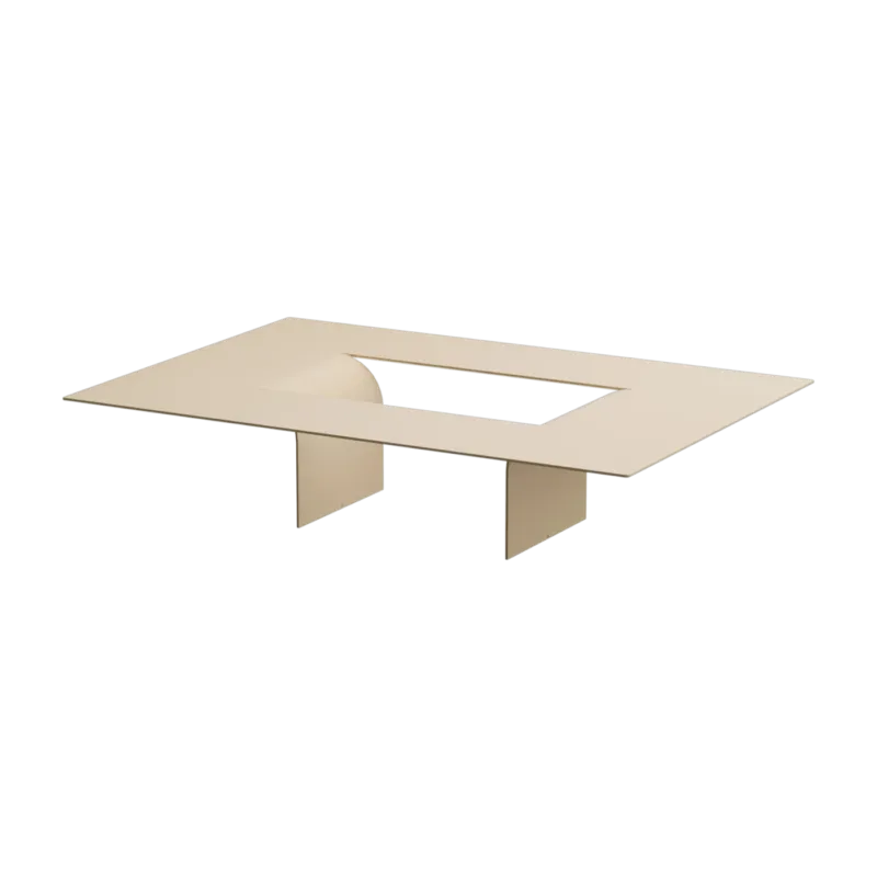 Table basse en acier beige cashew 26x115x80cm Cut - Metallbude
