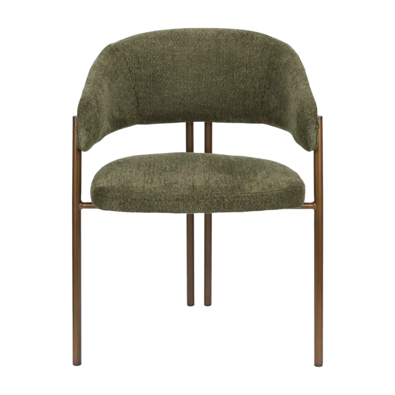 Chaise en tissu vert et acier bronze Naida - Dutchbone