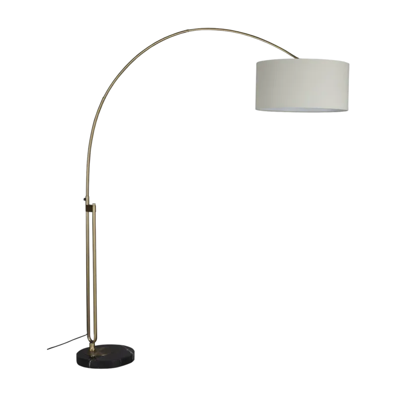 Lampadaire en fer finition laiton et tissu beige Archie - Dutchbone
