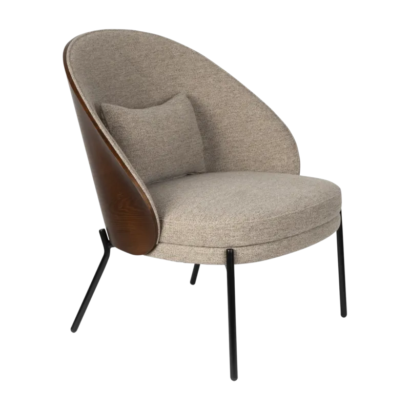 Fauteuil en bois finition noyer et tissu beige Rodin - Dutchbone