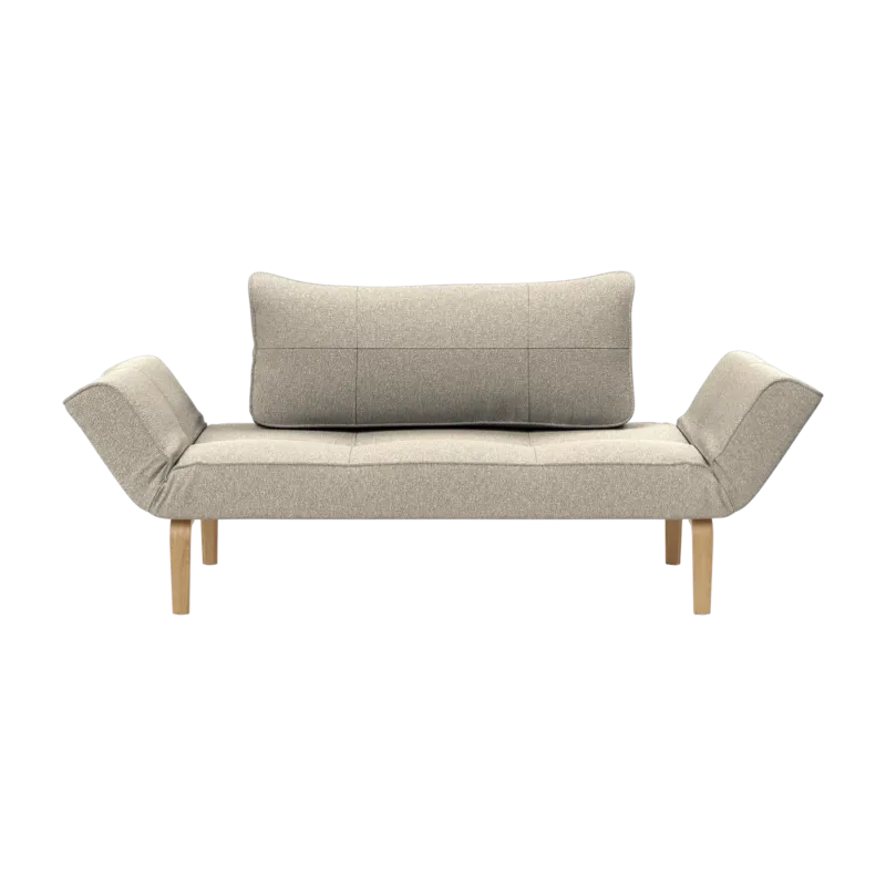Canapé convertible pieds en chêne et bouclé beige 70-200cm Zeal - Innovation Living