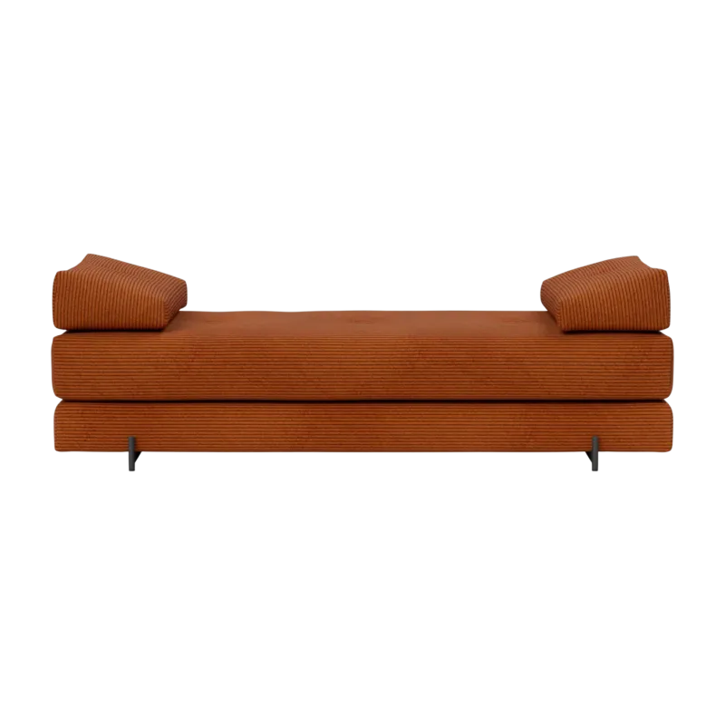 Canapé convertible pieds métal noir et corduroy orange 160-200cm Sigmund Indu - Innovation Living
