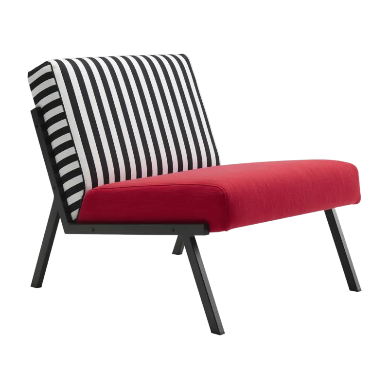 Fauteuil en tissu rayé rouge 69cm Vikko - Innovation Living