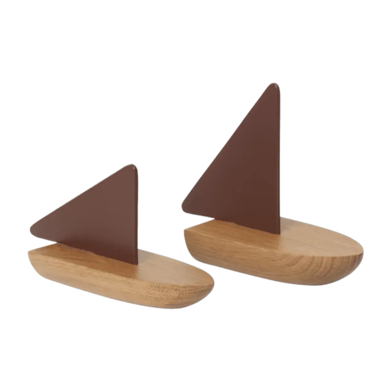 2 Bateaux en bois de chêne noix de pécan foncé Opty boat - Ferm living