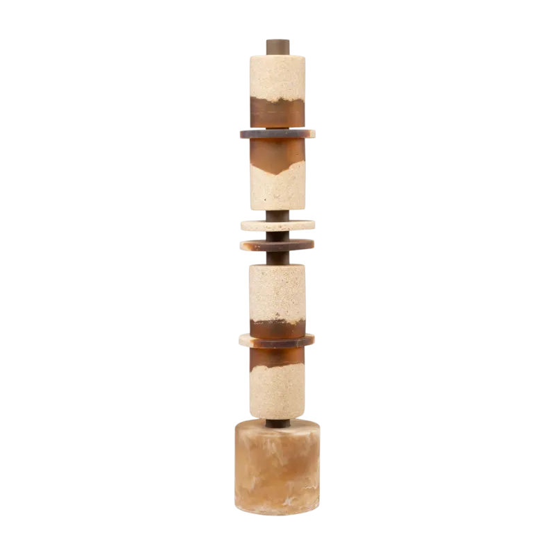 Objet décoratif en résine et sable crème et marron 11x62cm Strata - Versmissen