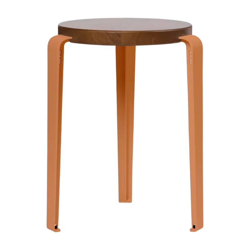 Tabouret en chêne foncé et acier rouge tangerine Lou - TIPTOE