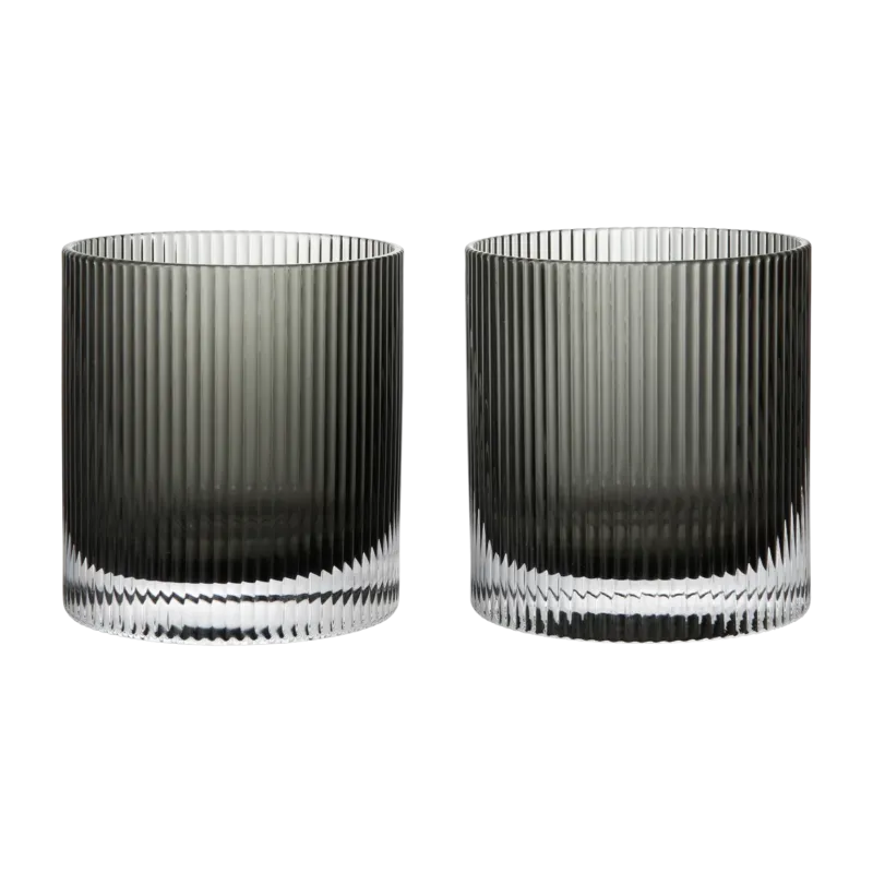 Verres en verre fumé 8,5x9cm Ripple - Ferm living