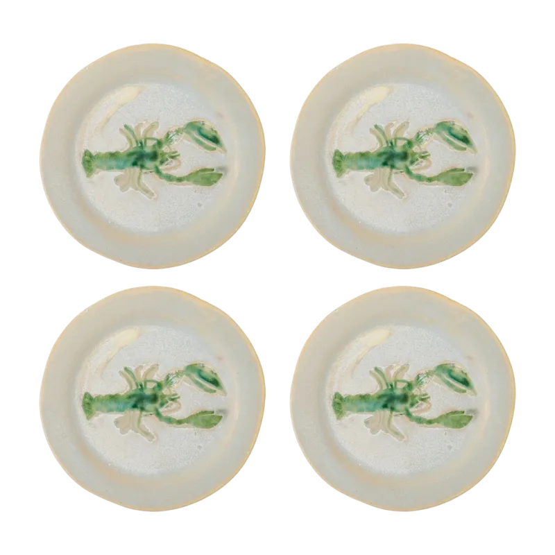 4 Assiettes en grès vert 21x2cm Hadden - Bloomingville
