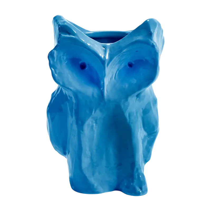 Vase hibou en grès bleu 30cm Après Minuit - Serax