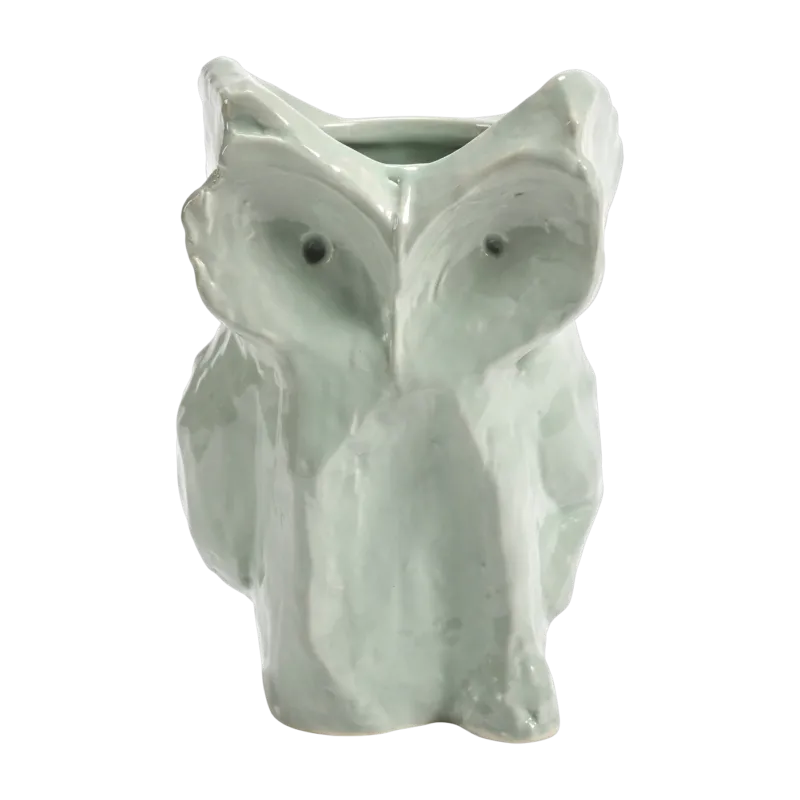 Vase hibou en grès bleu clair 23cm Après Minuit - Serax