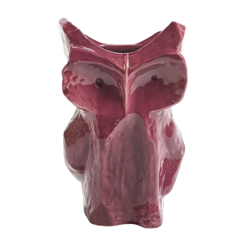 Vase hibou en grès aubergine 30cm Après Minuit - Serax