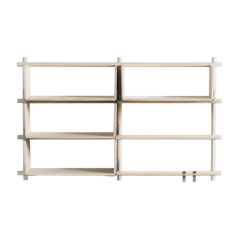 Etagère murale en bois avec six encarts quatres barres 118x25x51cm Foldin - Emko