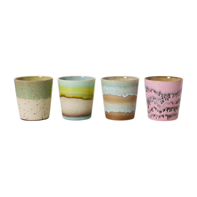 Tasses à café en céramique colorés 70's céramique - HKliving