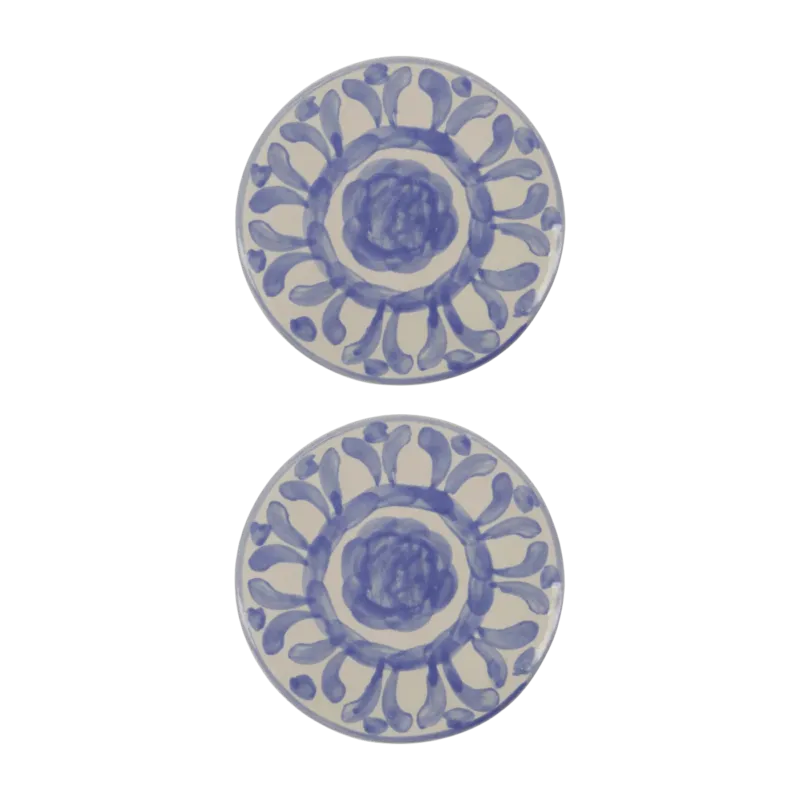 Plateaux en grès blanc et bleu 15cm - House Doctor