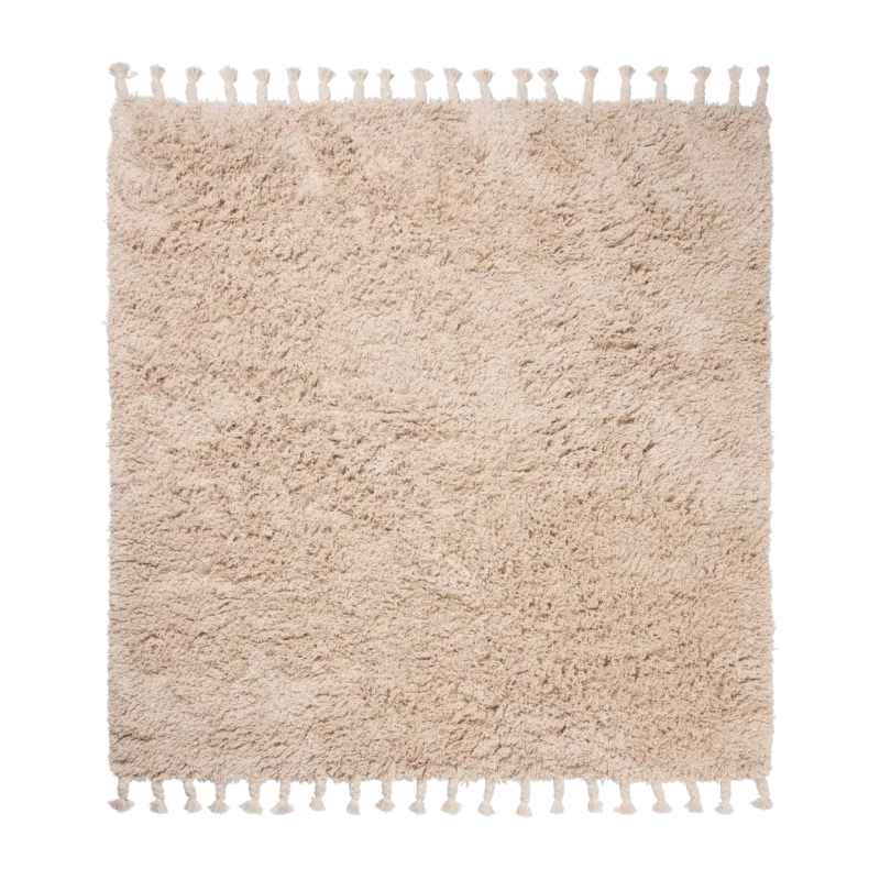 Tapis à poils longs en coton beige 140cm Amass - Ferm Living