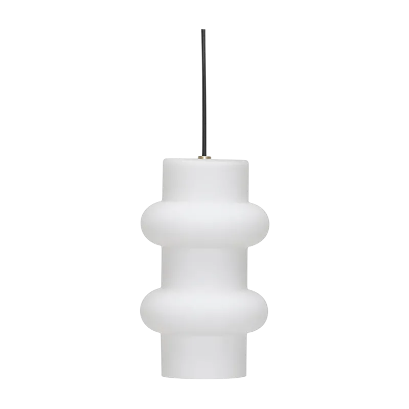 Suspension en verre opale givré blanc mat 15x25cm double Pilule - Hübsch